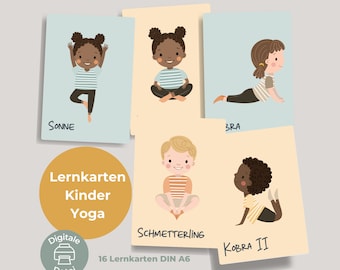 PDF learning cards "Children's Yoga" | Yoga exercises | 16 cards in DIN A6 | Learning material for schools and kindergartens | digital download