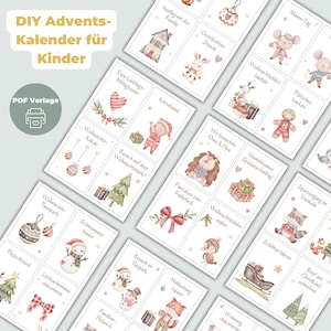 PDF Adventskalender voor kinderen "Tijd in plaats van spullen" om uit te printen | DIY-kalender | Zelf adventskaarten maken en knutselen | Digitaal downloaden