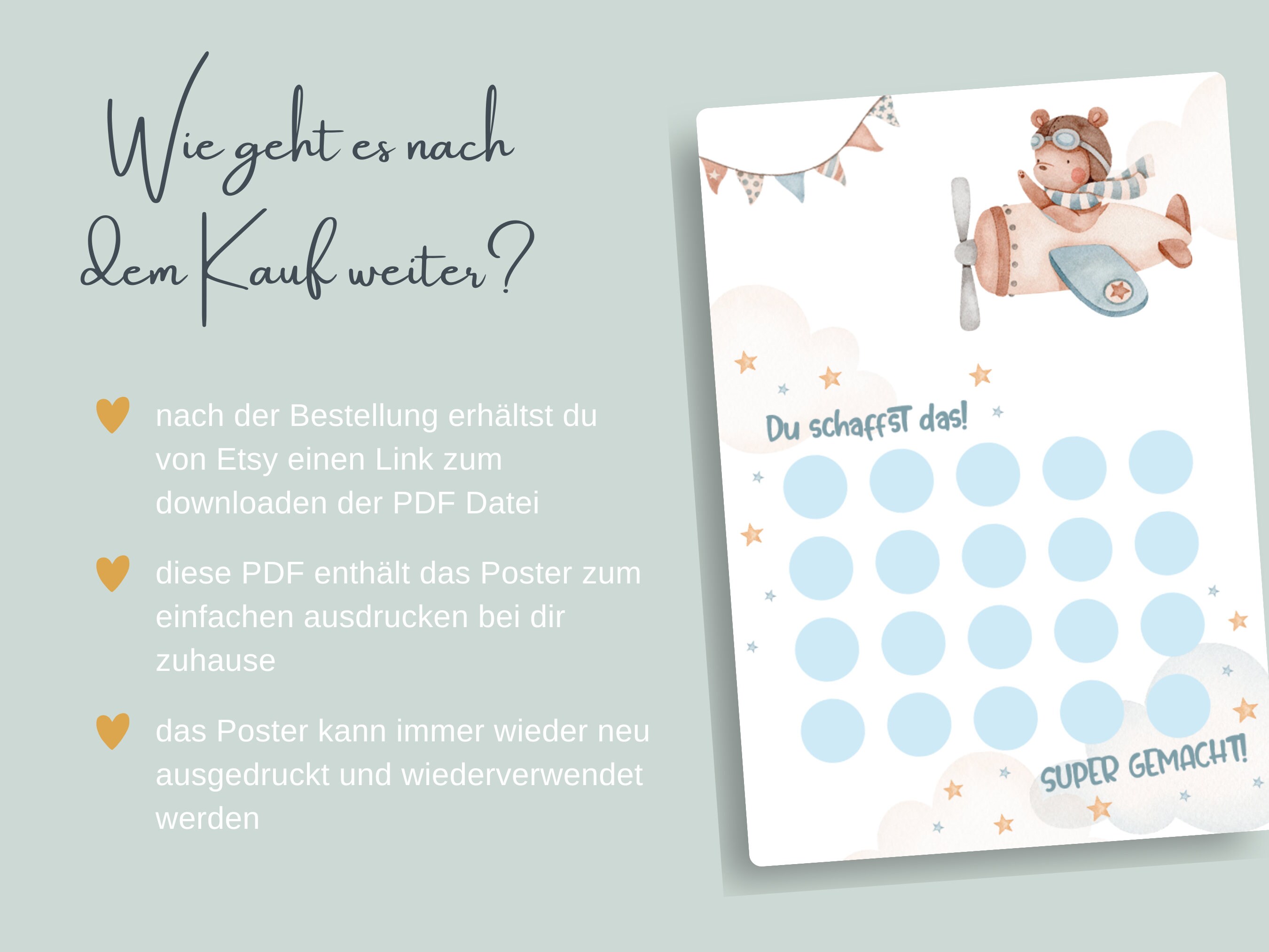 PDF Poster Reward Chart for Kids Aviator Bear Reward - Etsy