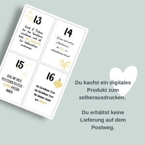 PDF Adventskalender Weihnachtssprüche zum Ausdrucken DIY Kalender Adventskarten selber machen und basteln Digitaler Download Bild 6