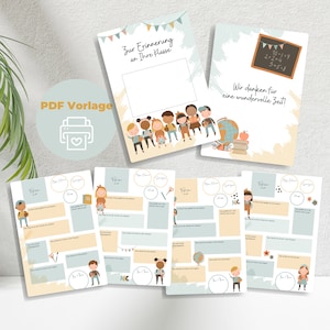 Cadeau d'adieu PDF pour les enseignants | Livre à remplir rose | Livre d'école primaire cadeau d'adieu