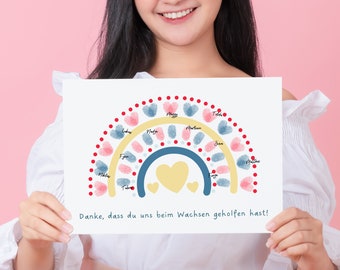 PDF farewell gift for a teacher | fingerprint poster for farewell | rainbow fingerprint teacher | small gift | DIY download