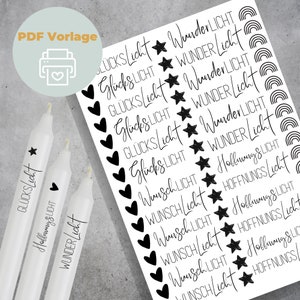 Candle Tattoos Template PDF | Lucky light - wish light | Water slide film | digital download candle tattoos candle stickers