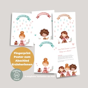 PDF farewell gift for kindergarten teacher | fingerprint poster for farewell | kindergarten teacher fingerprint teacher | small gift | DIY download