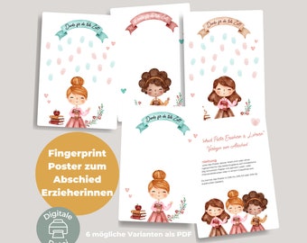 PDF farewell gift for kindergarten teacher | fingerprint poster for farewell | kindergarten teacher fingerprint teacher | small gift | DIY download