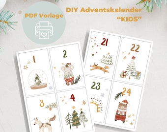 PDF Advent calendar for children to print out | DIY calendar | Make and craft Advent cards yourself | Digital Download