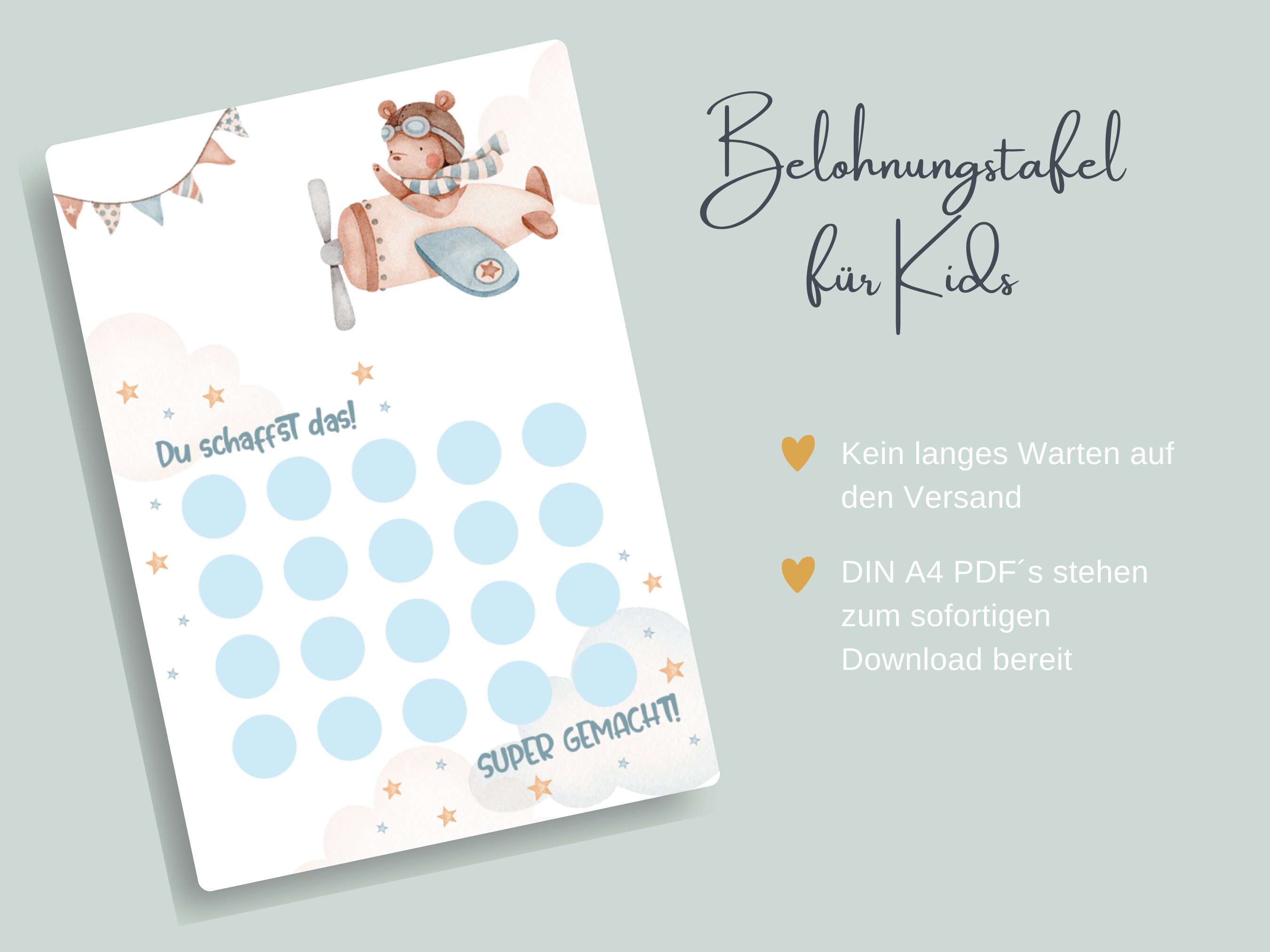 PDF Poster Reward Chart for Kids Aviator Bear Reward - Etsy