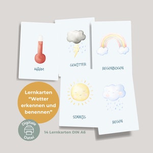 Tarjetas PDF "El tiempo actual" | 14 tarjetas en DIN A6 | Material didáctico para escuelas y guarderías | descarga digital para imprimir