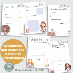 PDF-profielen en afscheidsbrieven voor docenten | 10 PDF-pagina's | Sjablonen voor kleuterscholen A4 om te downloaden voor docenten