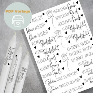 Candle Tattoos Template PDF | Happy Light - Thank you very much | Water slide film | digital download candle tattoos candle stickers