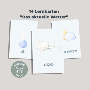 PDF Lernkarten "Das aktuelle Wetter" | 14 Karten in DIN A6 | Lernmaterial für Schule und Kindergarten | digitaler Download zum ausdrucken