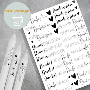 Candle Tattoos Template PDF | small thank you - thank you very much | Water slide film | digital download candle tattoos candle stickers