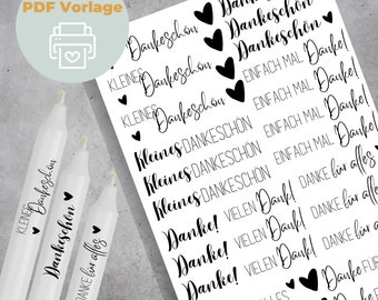 Candle tattoo template PDF | small thank you note - thank you very much | waterslide | digital download candle tattoos candle stickers