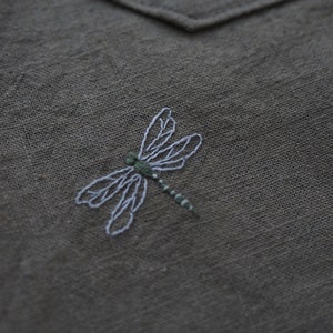 Salopette in lino garden bugs taglia 74/80, ricamata a mano immagine 6