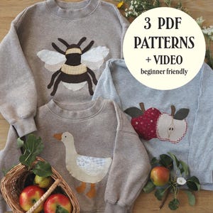 Lilla Orchard | Applikationsmönster PDF-paket – Gås-, Humla- och Äpplemönster | Applikationshandledning för nybörjare