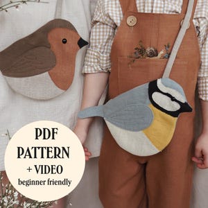 Garden Birds Mini Crossbody Bag Sewing Pattern PDF | Bird Bag Pattern | Kids Crossbody Purse | Beginner Sewing Project