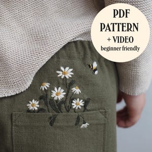 Broderimönster för prästkragefickor + videoinstruktion, PDF, nybörjarvänligt