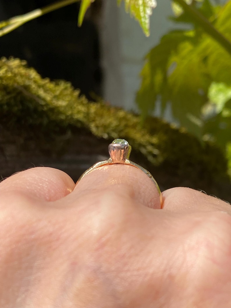 Antiker Art-Deco-18 Karat Rosegold Fancy Gelber Diamant Solitär Ring Bild 8