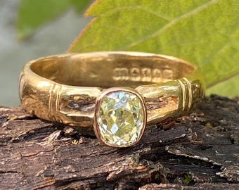 Antique Art Deco 18ct Rose Gold Fancy Yellow Diamond Solitaire Ring