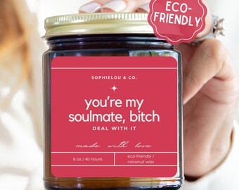 You're My Soulmate Candle,Funny Galentines Day Presents,Best Friend Birthday Gifts Novelty Girl Gang Party Invitations,Eww Anti Valentines