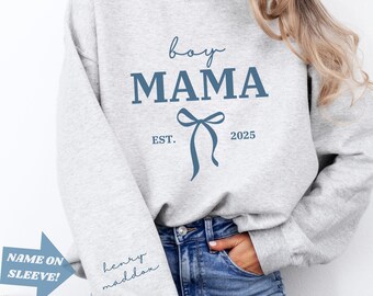 Custom Boy Mama Est Year Sweatshirt,Boy Mom Sweatshirt,Boy Momma Crewneck,Boy Mom Gift,Twin Mom Birthday Gift,1st Mothers Day Gifts For Mom