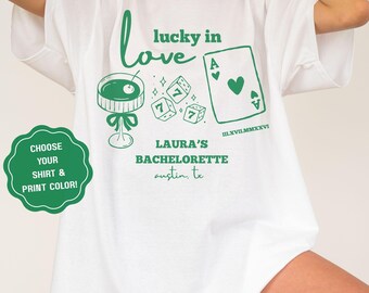 Lucky In Love Bachelorette Shirts, St. Patricks Bach Party,Custom Name Bridal Party Tee, St. Paddys Day Pub Crawl Apparel, Irish Bride