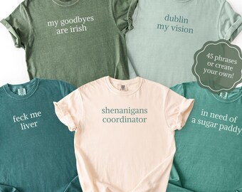 Custom Text St. Patricks Day Shirts, Funny St. Pattys Group TShirts, Irish Pub Crawl Tee, Women Shenanigans Tshirt, St Paddy's Apparel