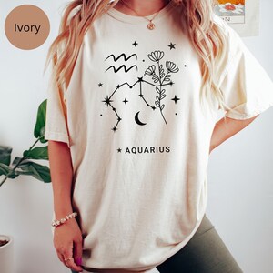 Camisa personalizada del mes del nacimiento,Camiseta del signo zodiacal,Regalo de astrología para mujeres,Camisa personalizada de la carta natal,Camiseta del signo de agua,Ropa de astrología,Regalo del zodiaco