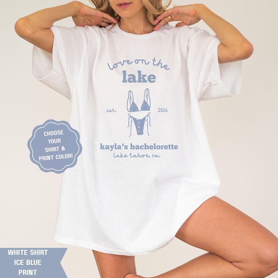 Love on the Lake Bachelorette Shirt, Custom Cabin Bach Party Tee, Matching Bride & Crew Lake Weekend Shirts