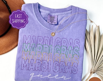Mardi Gras Queen-shirt, dames Mardi Gras Drinking Party-T-shirt, grappig Louisiana-shirt, Fat Tuesday Carnival-top, leuk festival-T-shirt voor vrouwen