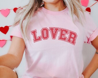 Varsity Letter Lover Shirt,Valentine's Day T-shirt,Cute Valentines Tee,Gift for Her,Retro Valentines Day Shirt,Vintage Style Lover Shirt