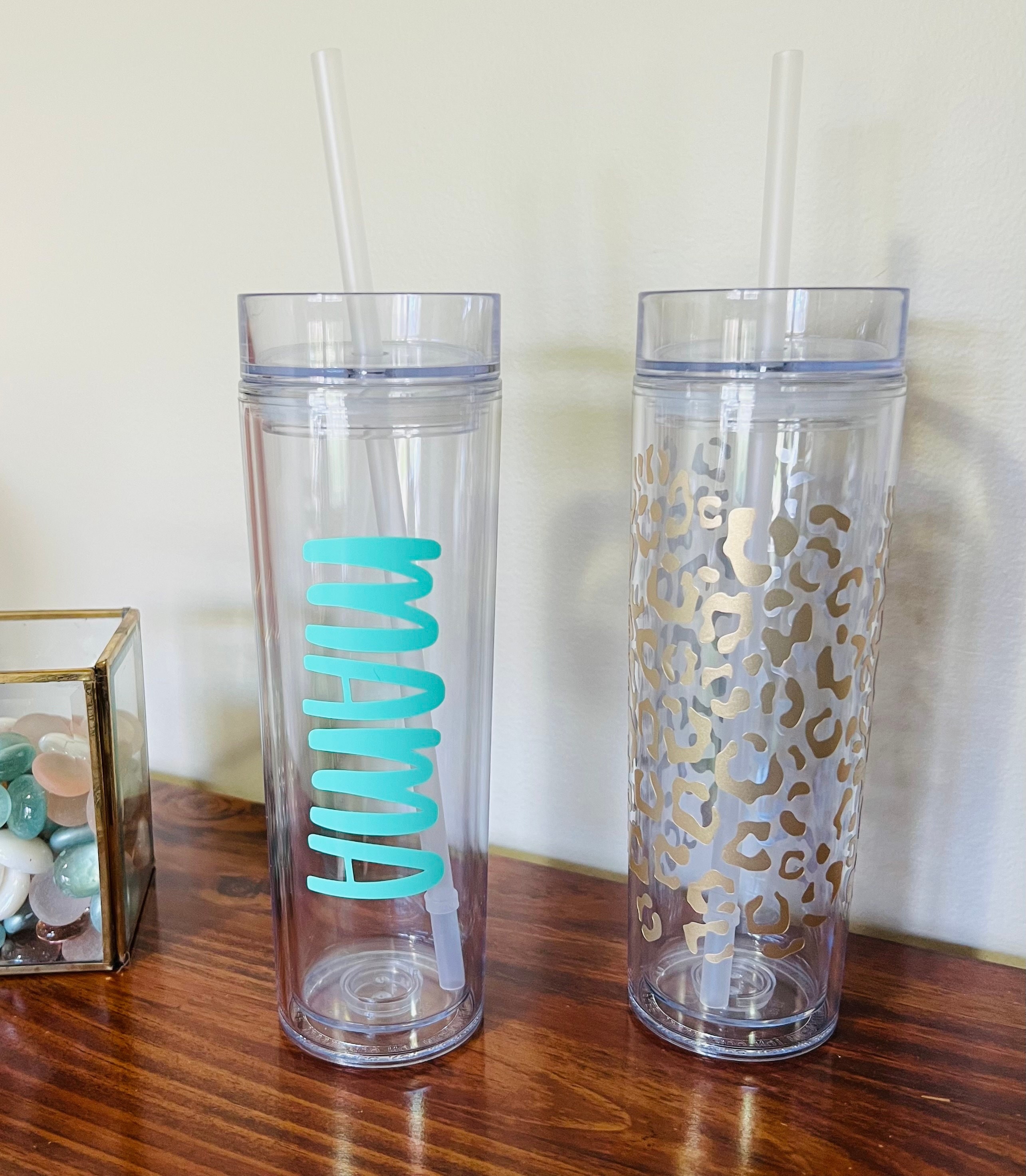 Acrylic Tumbler with Straw, Garden Plaid - Lifeguard Press