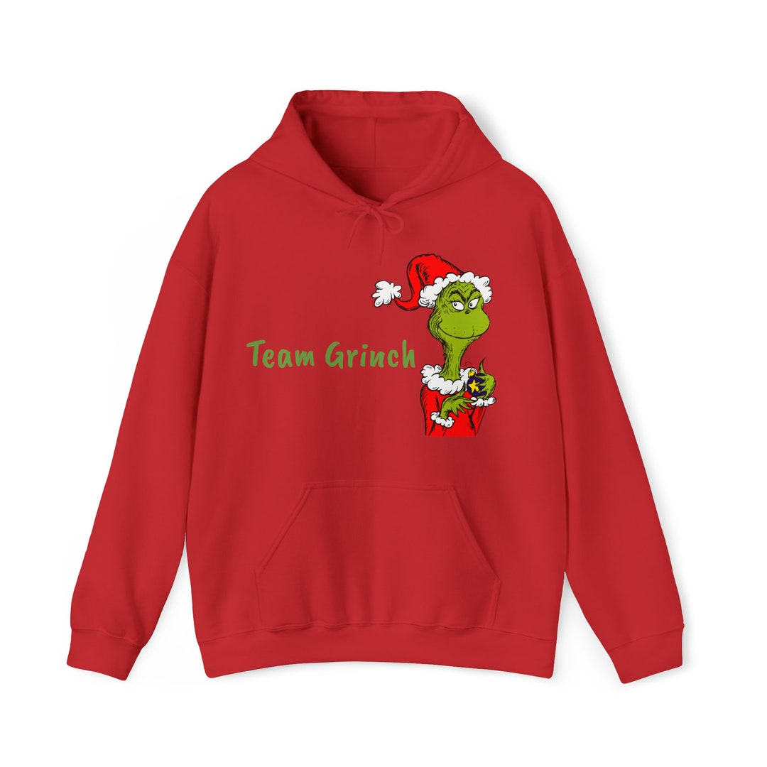 Team Grinch Hoodie Grinch Pullover Hoodie Red Grinch Hoodie Etsy