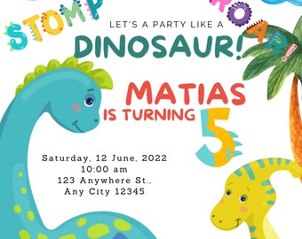 Dinosaur Theme Birthday Invitation