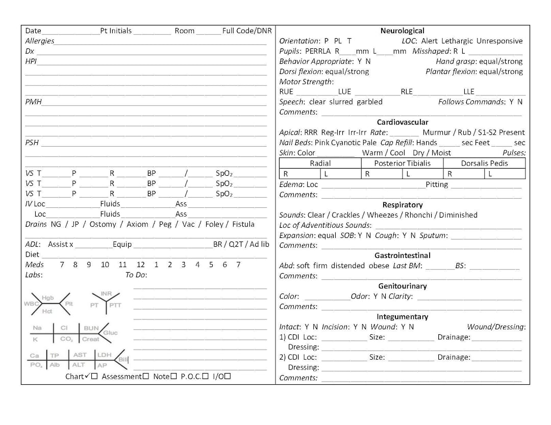 Nurse Assessment Cheat Sheet - Etsy