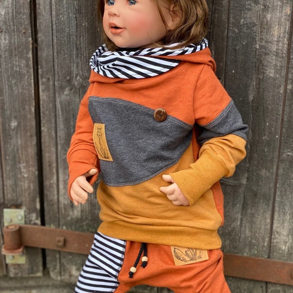 Bio Hoodie mit Wickelkragenkapuze - Fuchs - Kind - Mädchen - Kinderkleidung - Junge - Baby