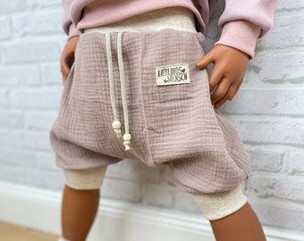 Loose Fit Shorts - Musselin Farbwahl Gold Glitzer - Kurze Hose - Jogger - Basic - Pumphose - Mädchen - Baby - Kinderkleidung