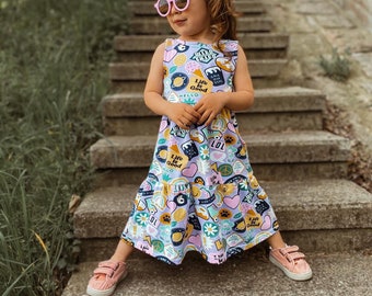 Sommerkleid - Baumwolljersey - Bunt - Kleid - Maxikleid - Midikleid - Mädchen - Kind - Kinderkleidung