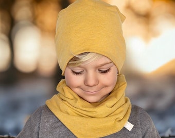 Farbwahl! Schlichte Beanie - Dreieckloop Basic - Auswahl - Baumwolljersey - Junge - Mädchen - Mütze - Übergang - Unisex - Kinderkleidung