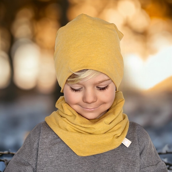 Farbwahl! Schlichte Beanie - Dreieckloop Basic - Auswahl - Baumwolljersey - Junge - Mädchen - Mütze - Übergang - Unisex - Kinderkleidung