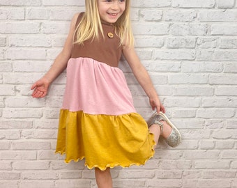 Farbwahl - Sommerkleid - Baumwolljersey - Kleid - Maxikleid - Midikleid - Color-Blocking - Mädchen - Kind - Kinderkleidung