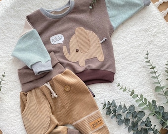 Little Lelewan Oversized Sweater - Elefant - Color-Blocking - Sommersweat - Mädchen - Junge - Baby - Kinderkleidung