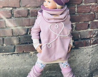 Outdoor Hoodie - MERINO - Merinowolle - Zwergenhoodie - Kapuze - Walk - Schurwolle - Wollwalk- Kind - Mädchen - Baby - Kinderkleidung