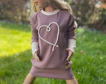 Rippjersey - Hoodiekleid - Kleid - Mädchen - Kind - Kinderkleidung - Herz - Fuchs