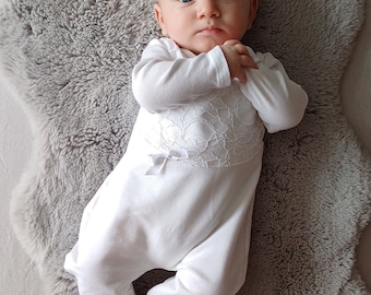 The original! Baptism - Festive Romper - Baptism Outfit Romper - White - Wedding - Child - Unisex - Baby - Children's Clothing