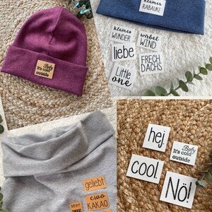 Hipster Beanie Dreieckloop Feinstrick Lieblingsmensch, Ciao KAKAO und weitere Label zur Auswahl Farbwahl Junge Mädchen Unisex Bild 5