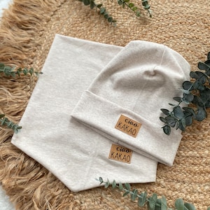 Hipster Beanie Dreieckloop Feinstrick Lieblingsmensch, Ciao KAKAO und weitere Label zur Auswahl Farbwahl Junge Mädchen Unisex Bild 1