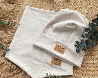 Hipster Beanie - Dreieckloop - Feinstrick - Lieblingsmensch, Ciao KAKAO und weitere Label zur Auswahl - Farbwahl - Junge - Mädchen - Unisex