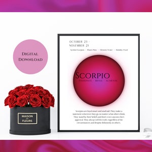 Scorpio poster, zodiac poster, astrological wall art, aura poster, aura gradient poster, birthday present, DIGITAL DOWNLOAD