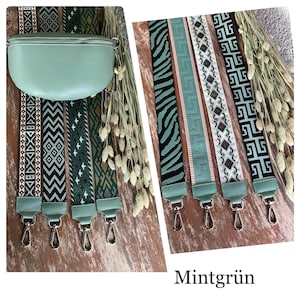 Patterned bag straps shoulder strap wide carrying strap strap camera carrying strap glitter silver mint green 5 cm gift for her